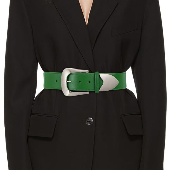 Τrіwоrks Accessories - Women Wide Elastic Waist Belt For Dresses Fashion Silver Buckle Wide 4316